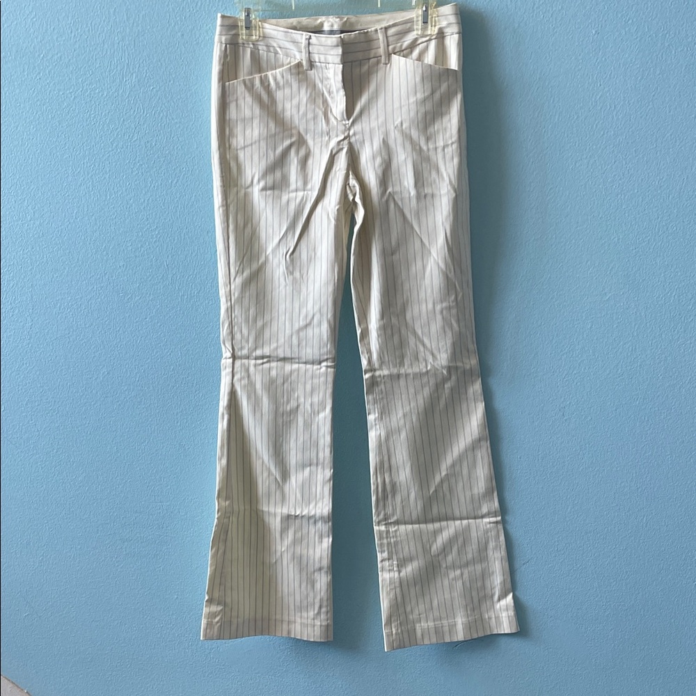 Express Cream Pinstripe Flared Trousers